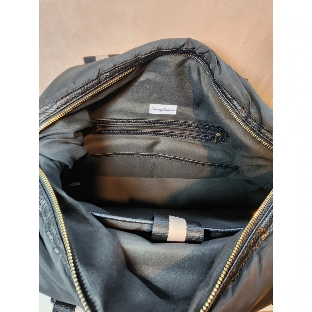 Tommy Bahama Black Duffle Weekender Tote Bag Padded Travel Gym